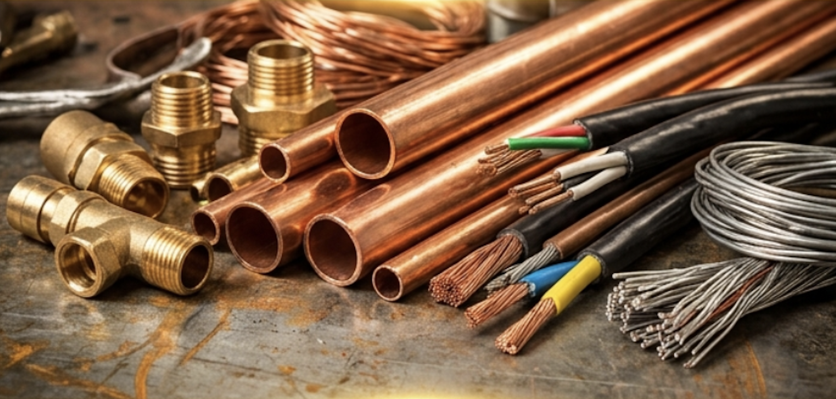 Cleaned copper pipework ready for collection